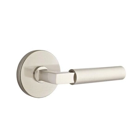 Emtek Hercules Lever Left Hand 2-3/8 in Backset Privacy w/Disk Rose for 1-1/4 in to 2 in Door Satin Nickel 5209HECUS15LH